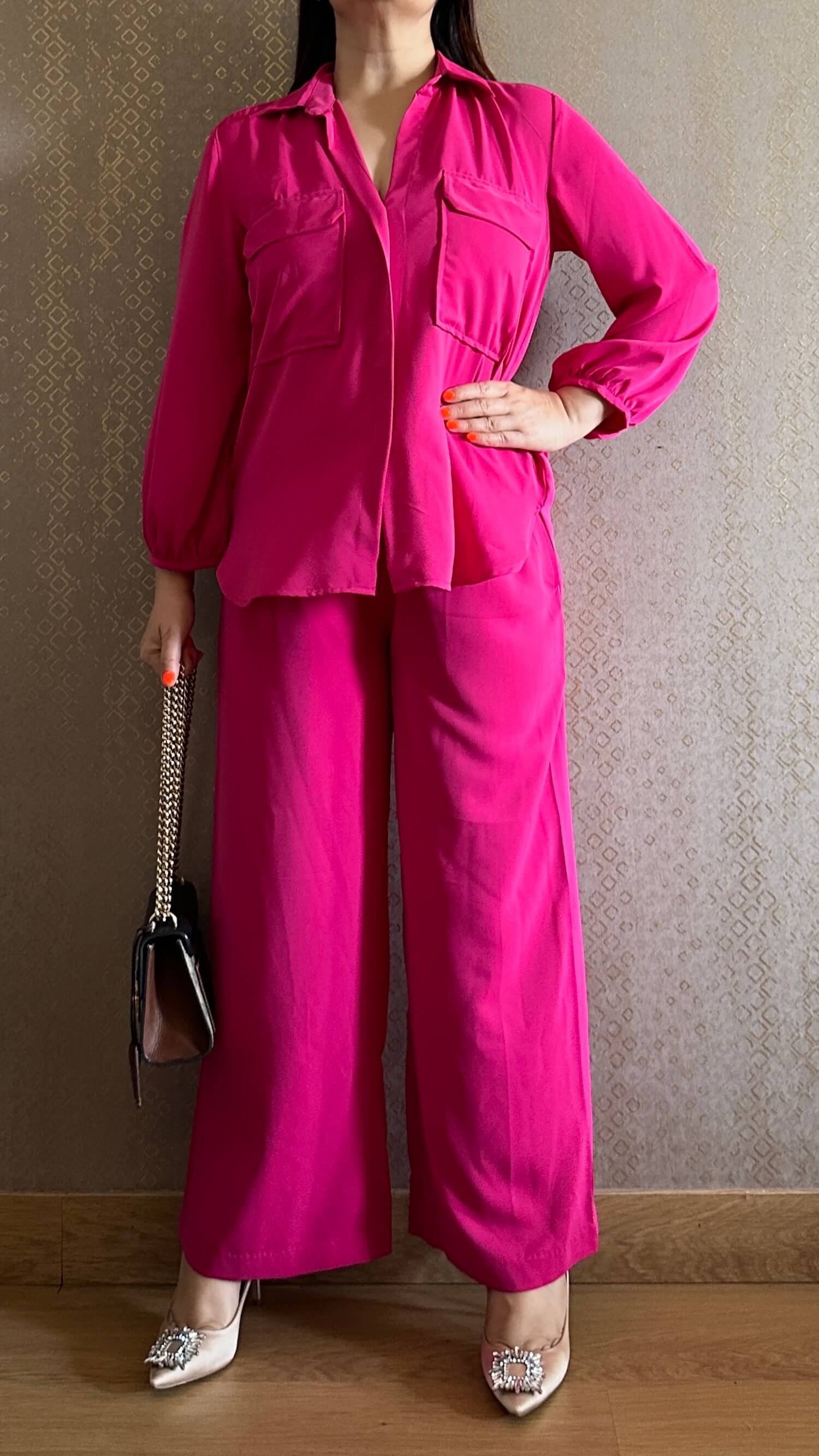 Clothing Pink Denim Co Ord Set Hot Pink Travel Co-ord Set