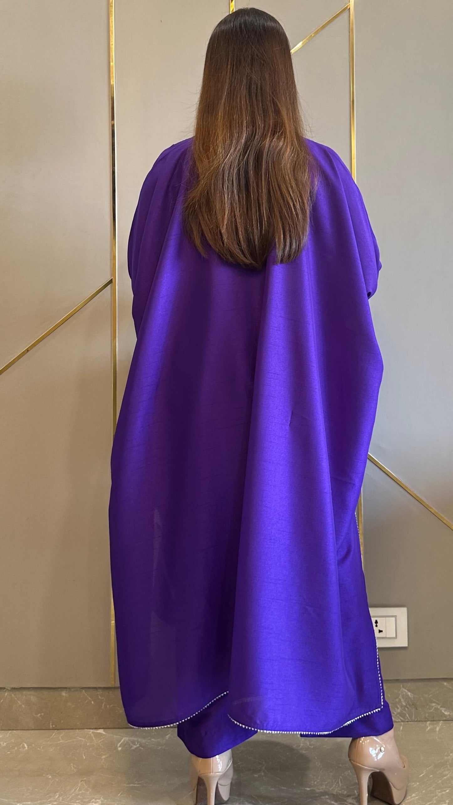 Purple Embroidered Kaftan Co-ord