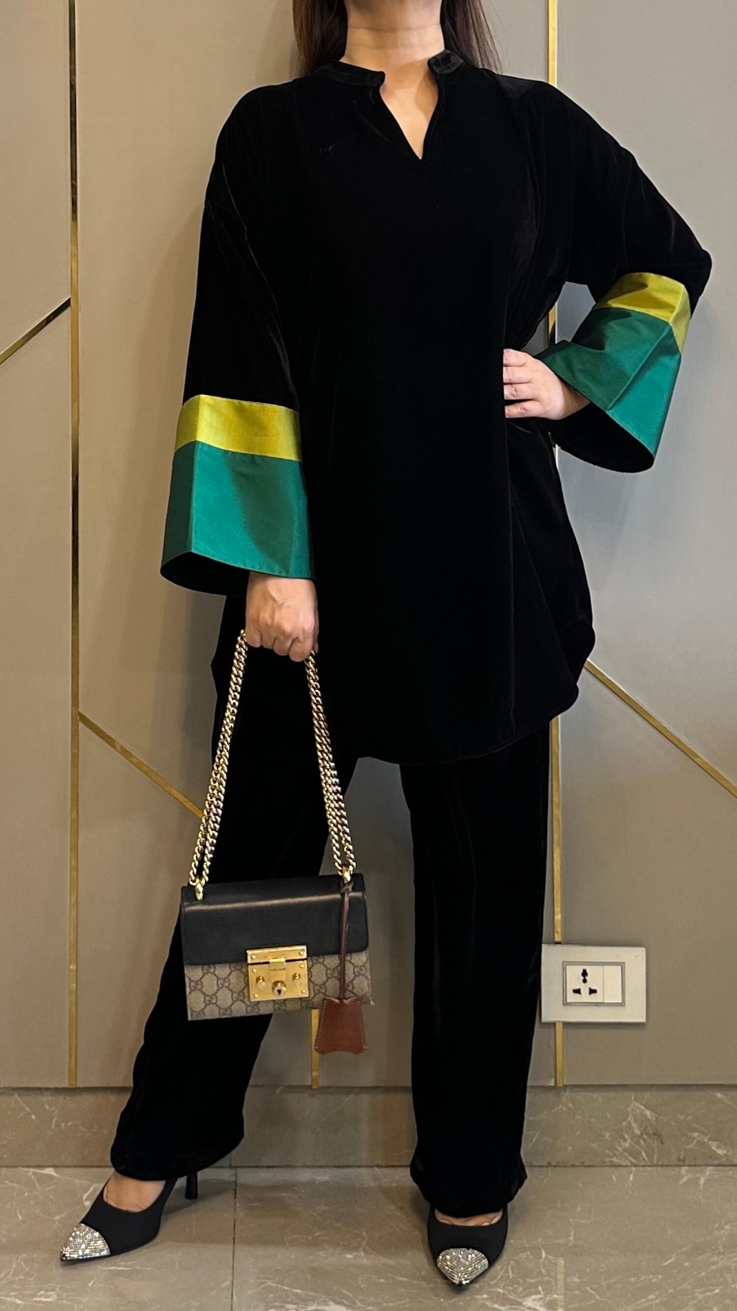 Black Velvet Colour Block Co-ord Set - Main Image