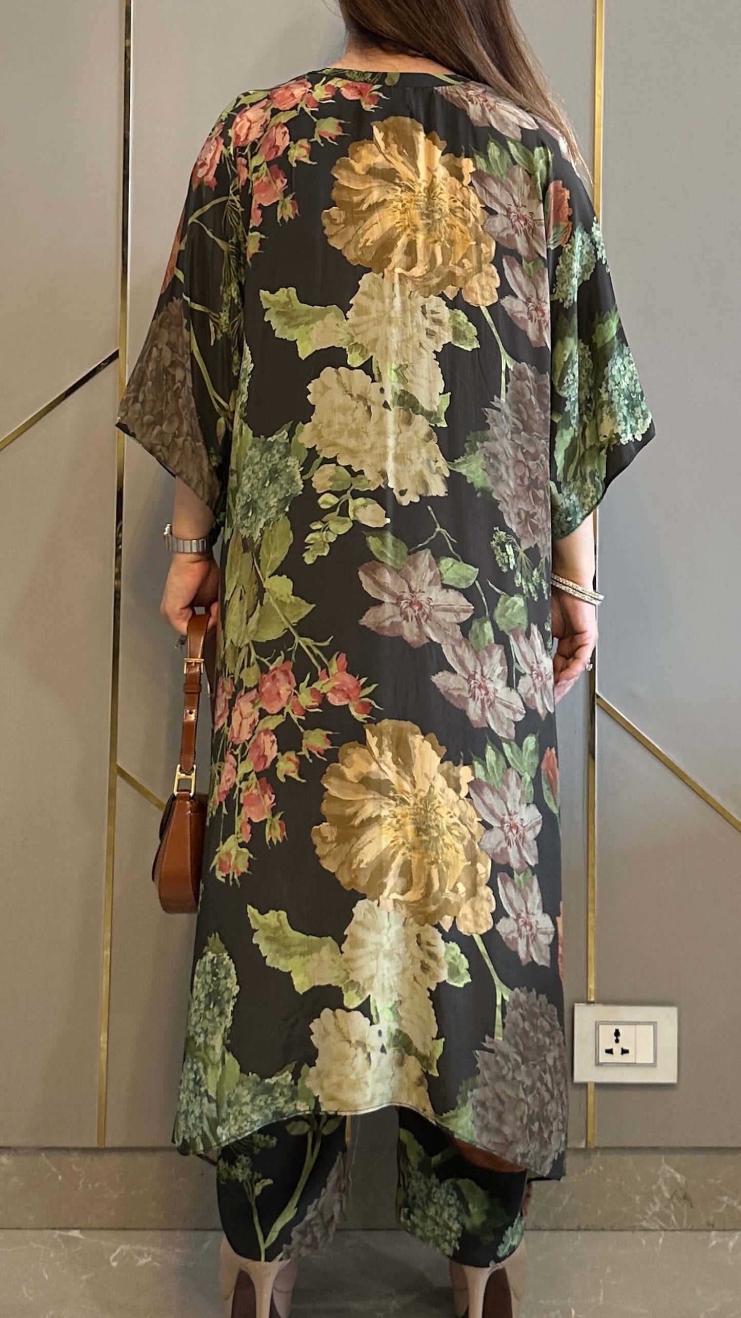 Black Floral High Low Crepe Co-ord