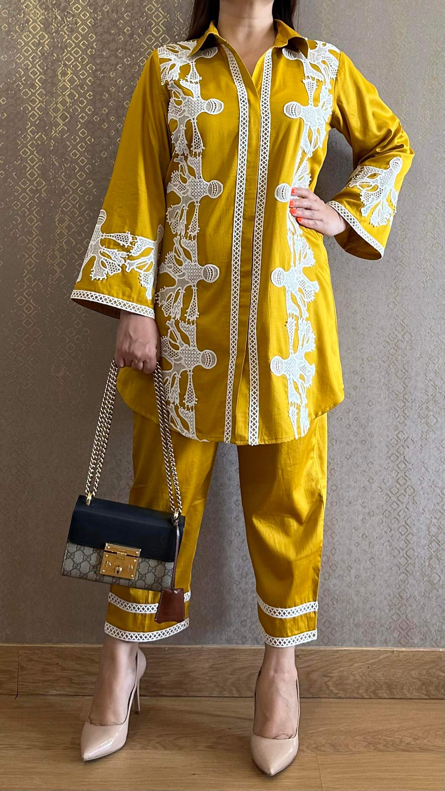 Mustard Venetian Lace Co-ord Set