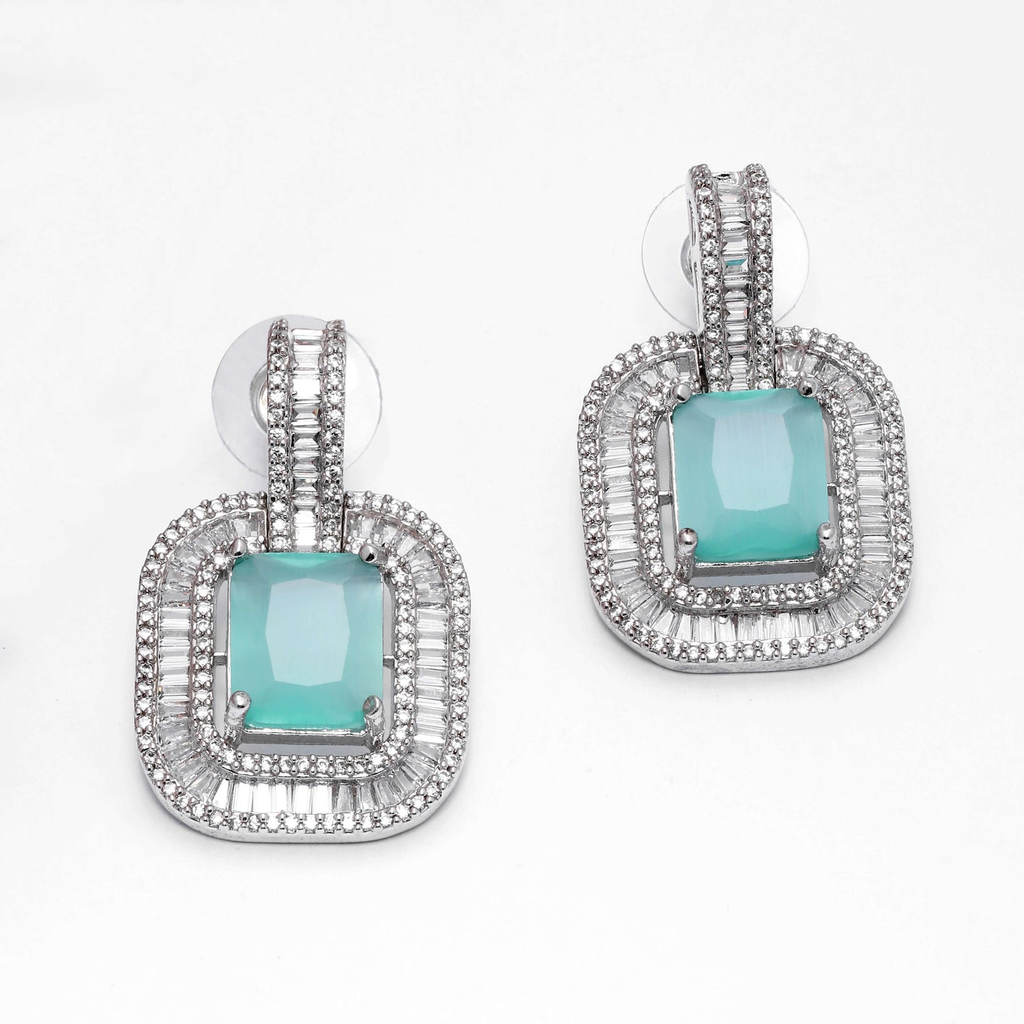 Sea Blue Zircon Drop Earrings
