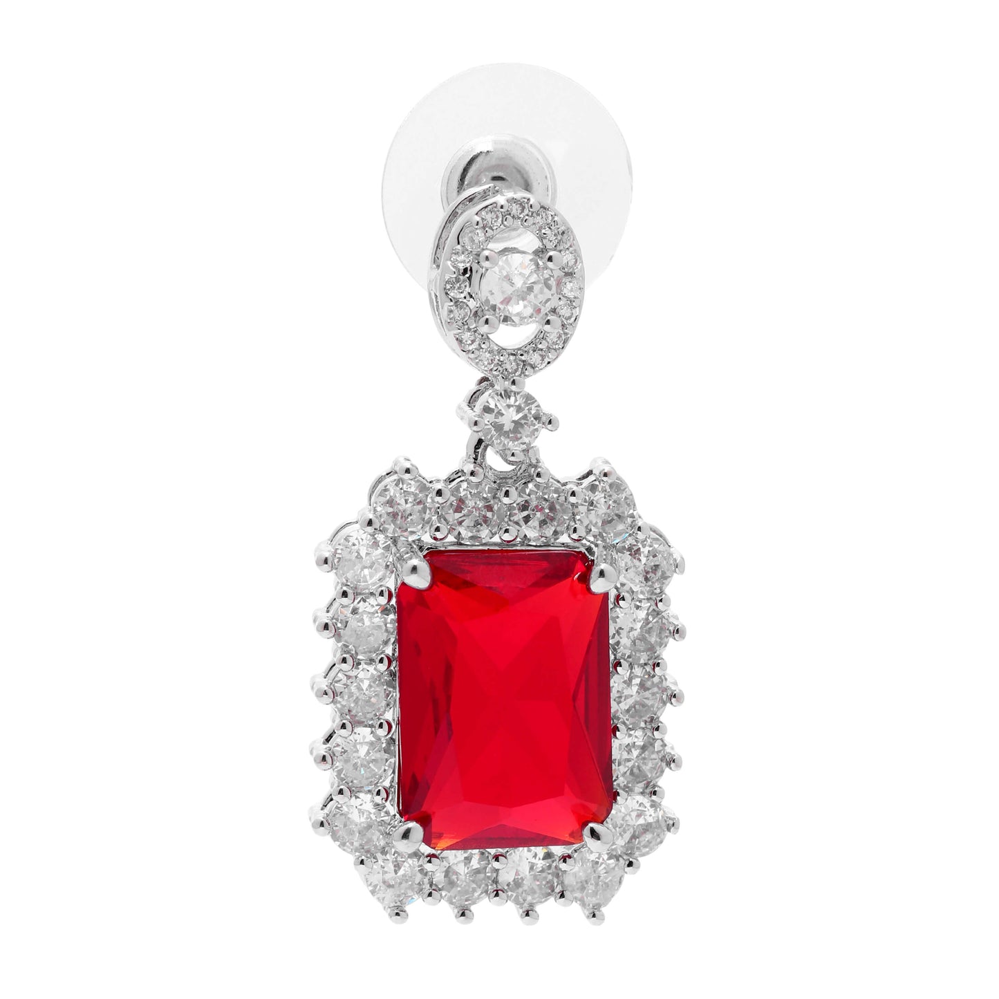Ruby Red Zirconia Dangle Earrings