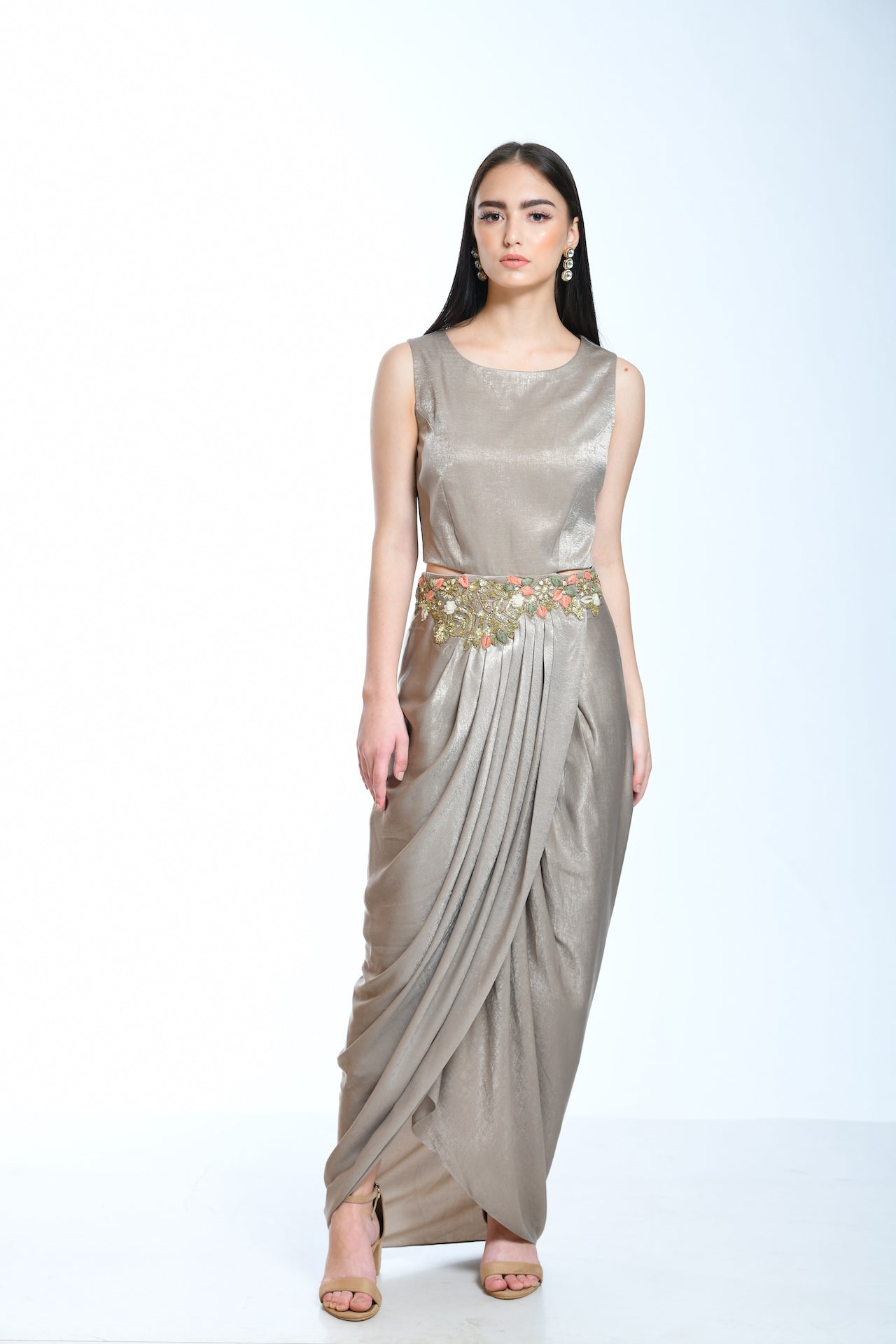 Ash Grey Drape Tunic Dress - kylee