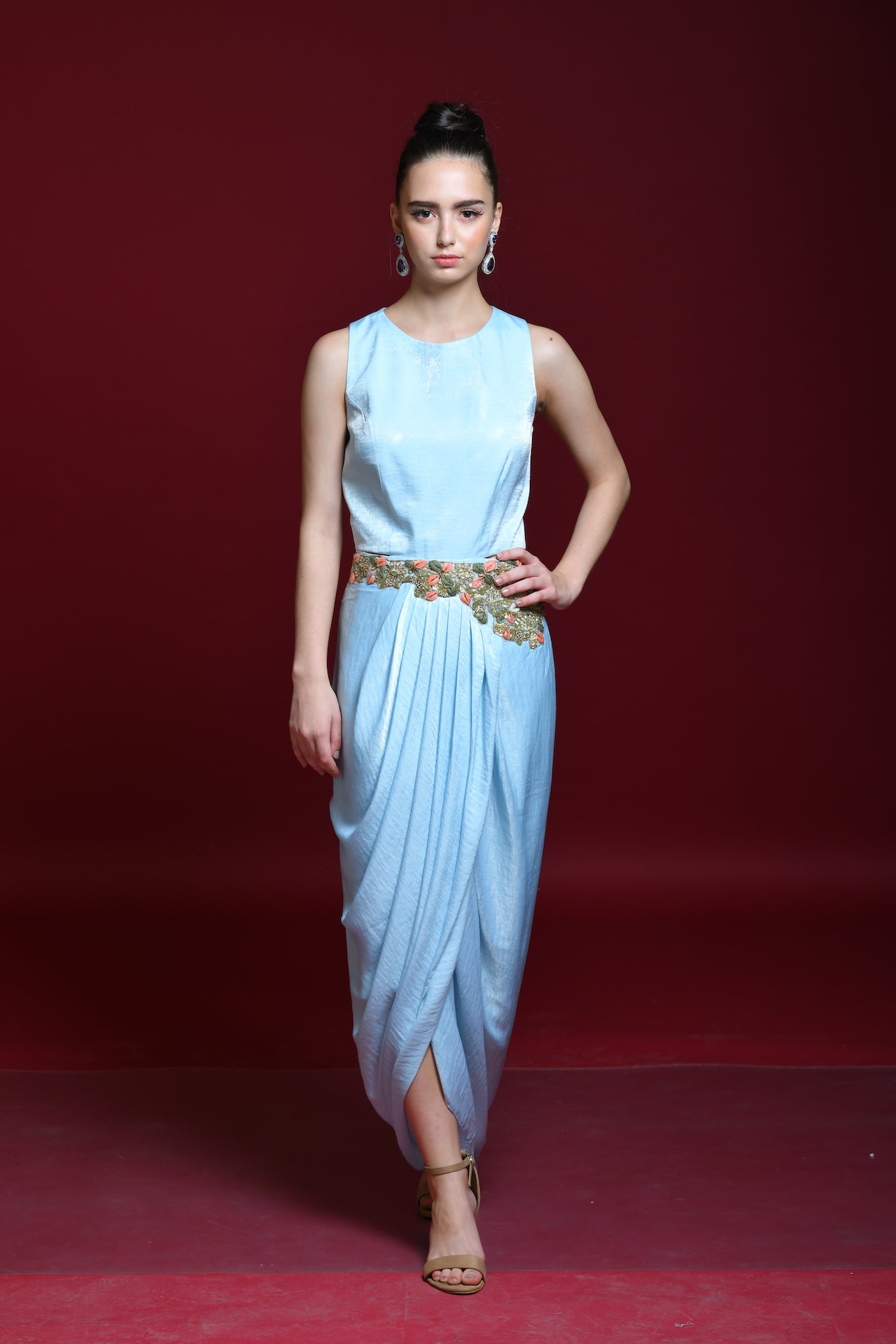 Powder Blue Drape Tunic Dress - kylee