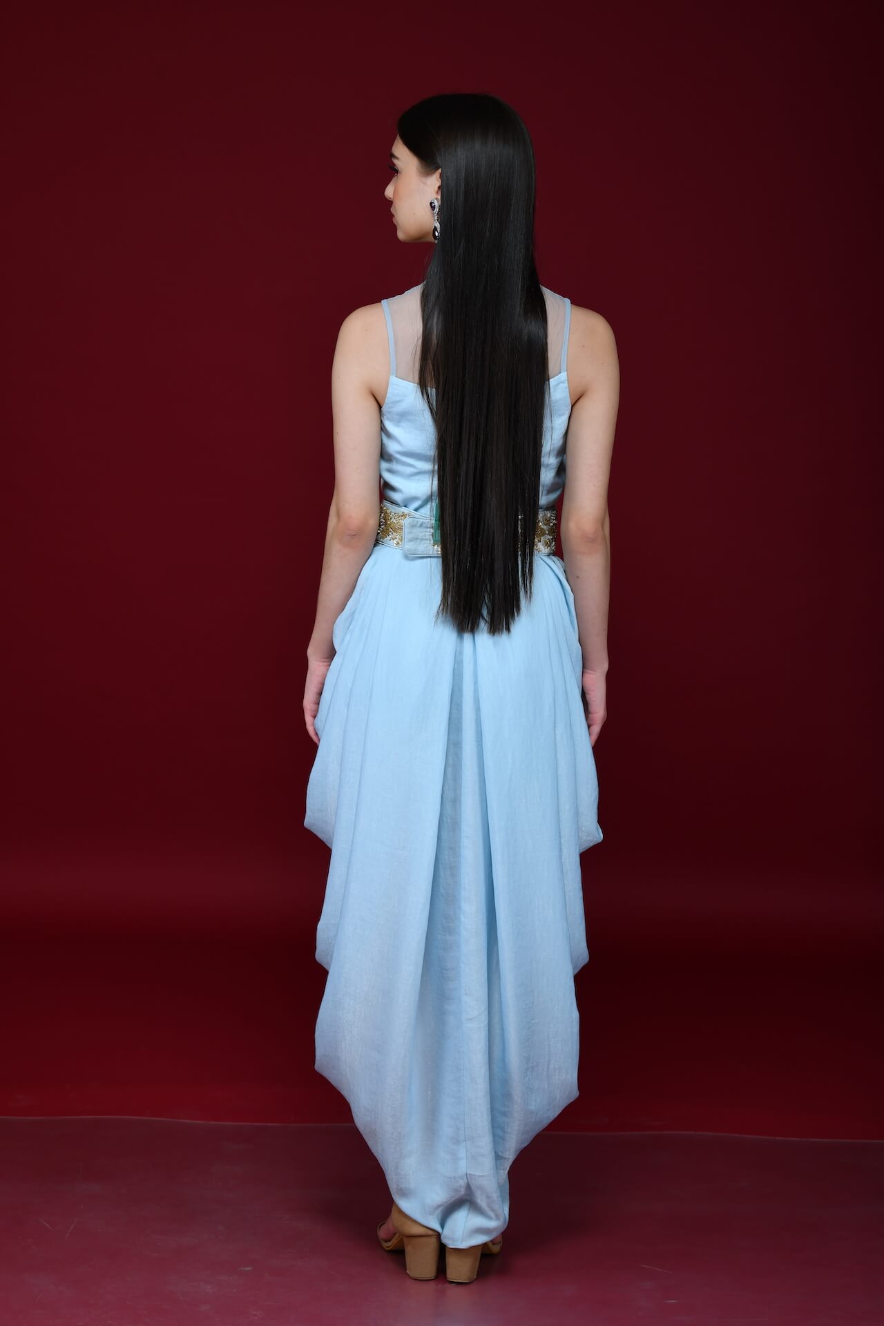 Powder Blue Cowl Tunic Dress - kylee