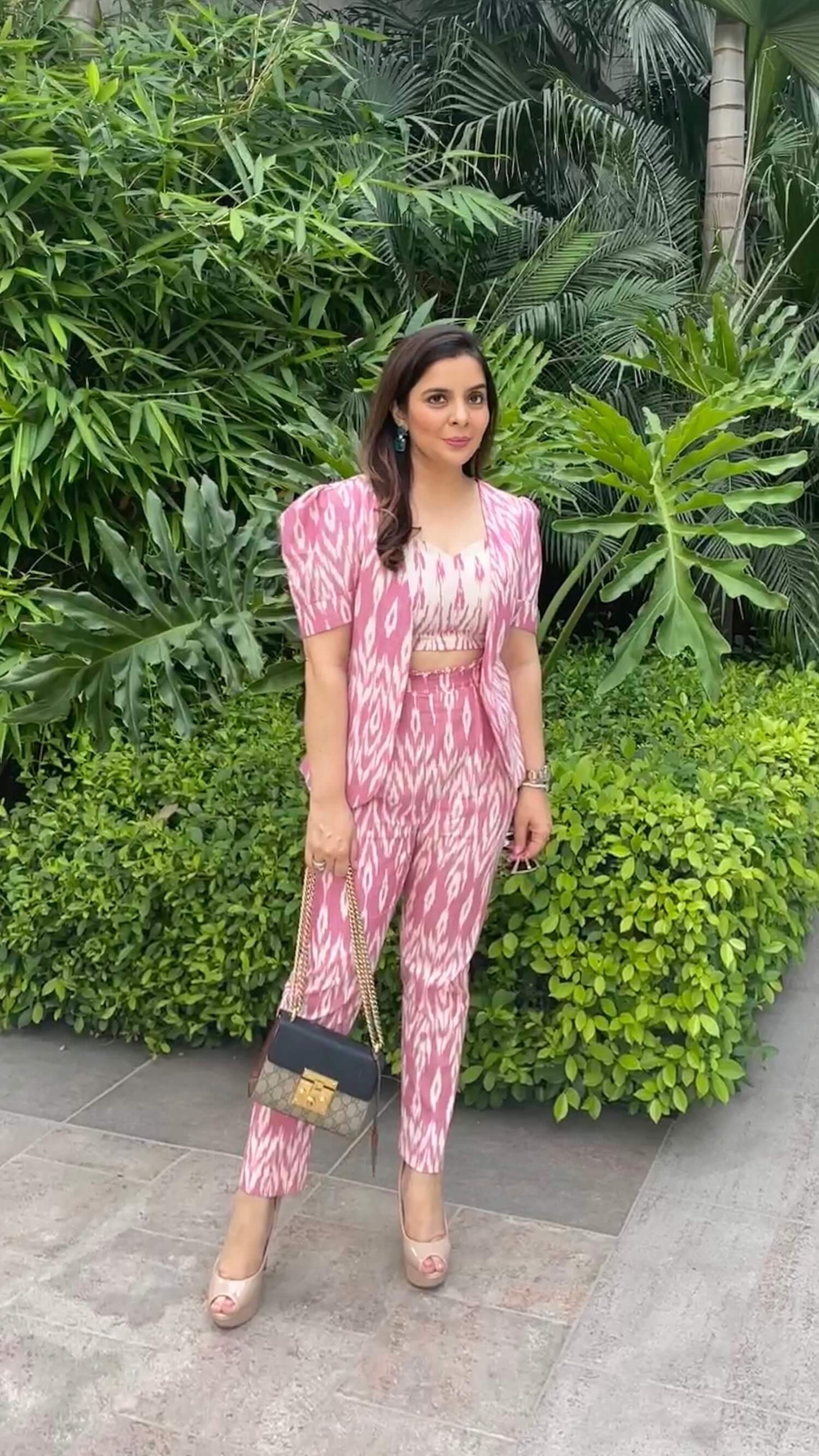Pink Linen Ikat Blazer Suit