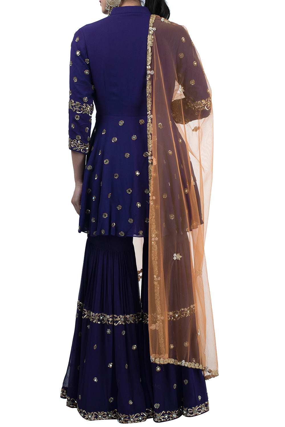Purple hand embroidered gharara suit - kylee
