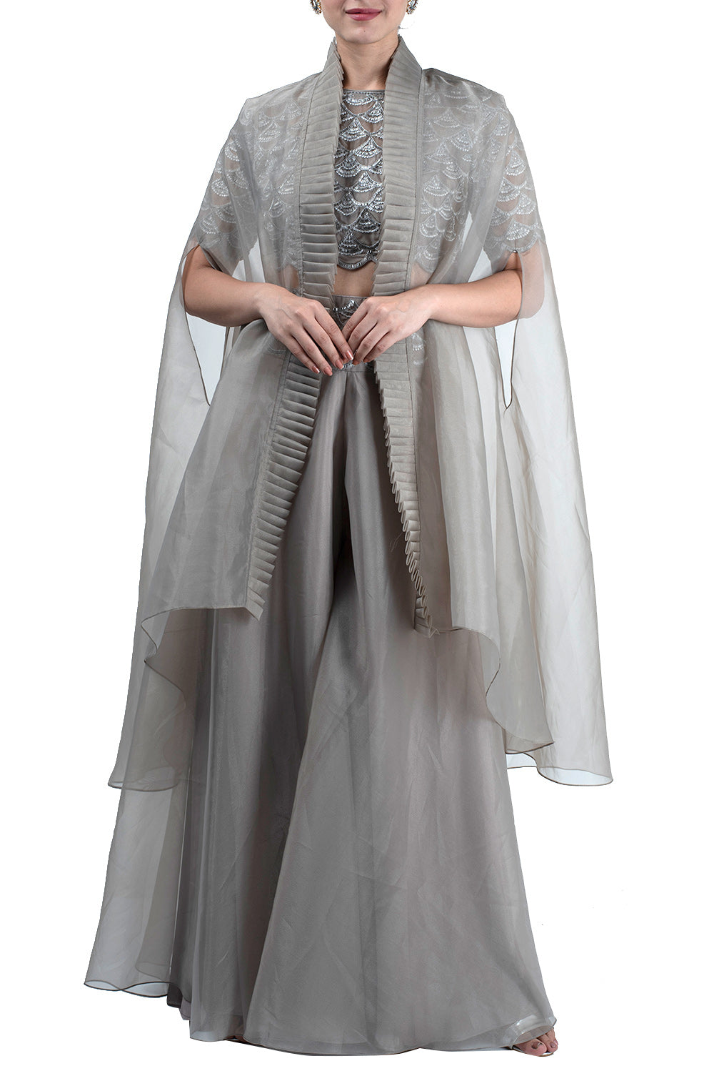 Ash grey cape set - kylee