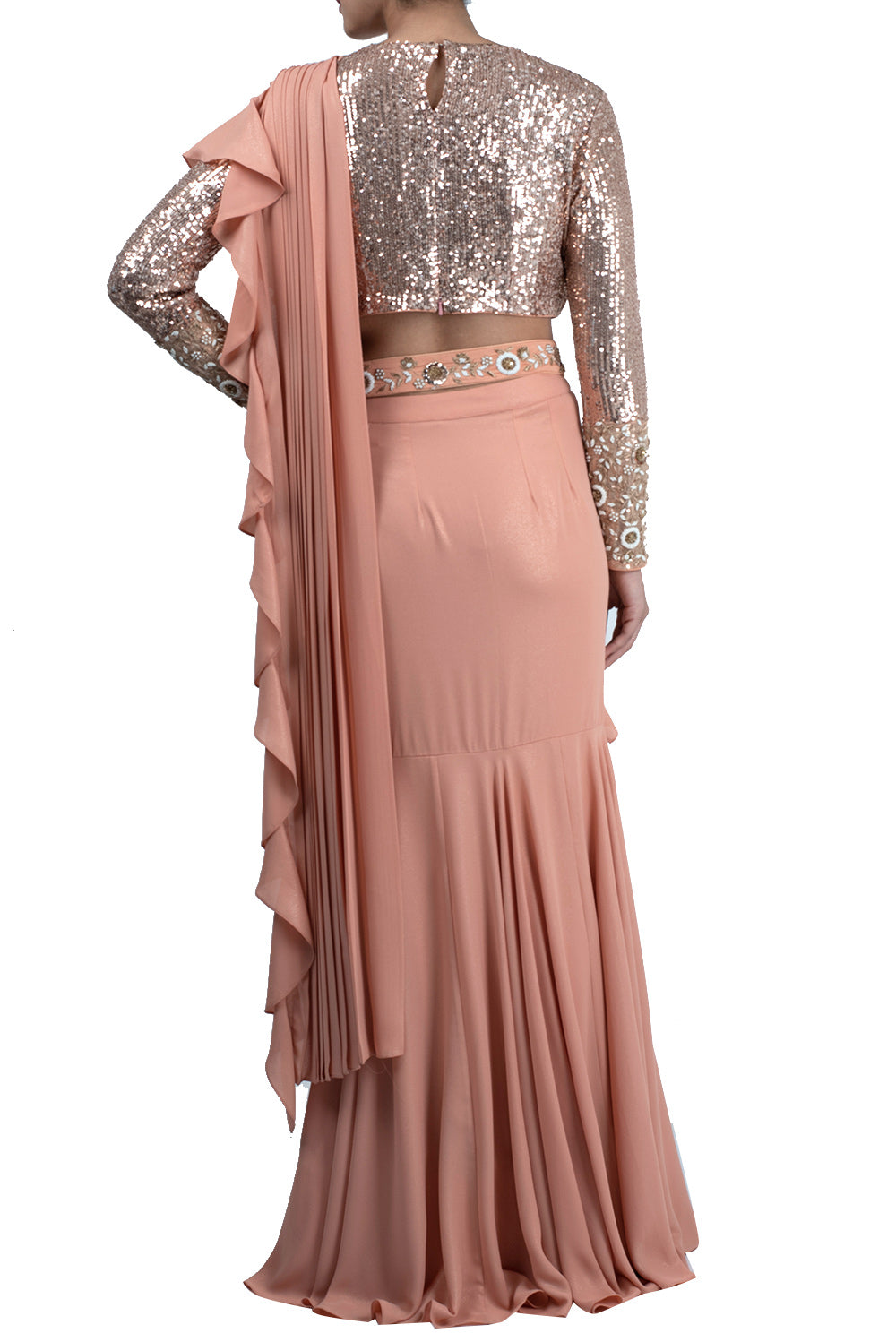 Peach draped saree with blouse - kylee