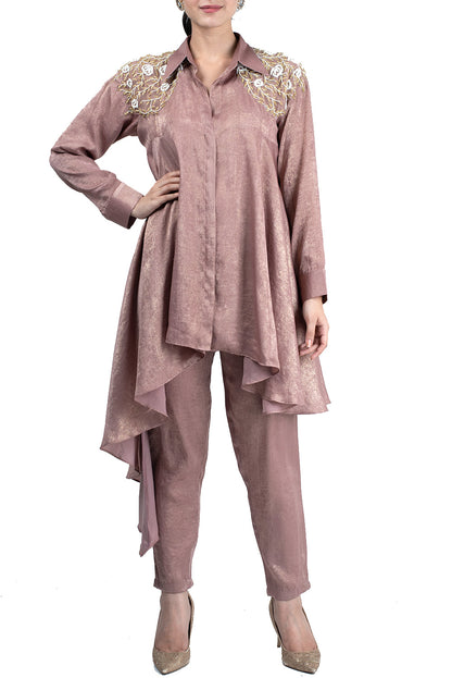 Dusty Rose Flared Tunic with Pants - kylee