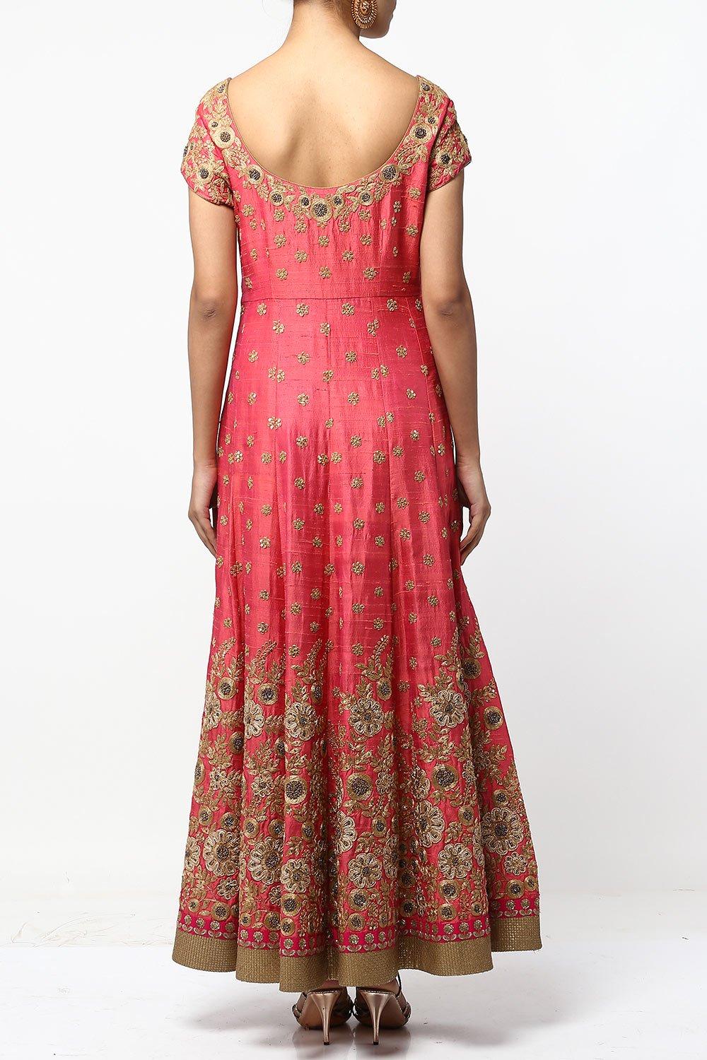Pink Aari Work Anarkali Set - kylee