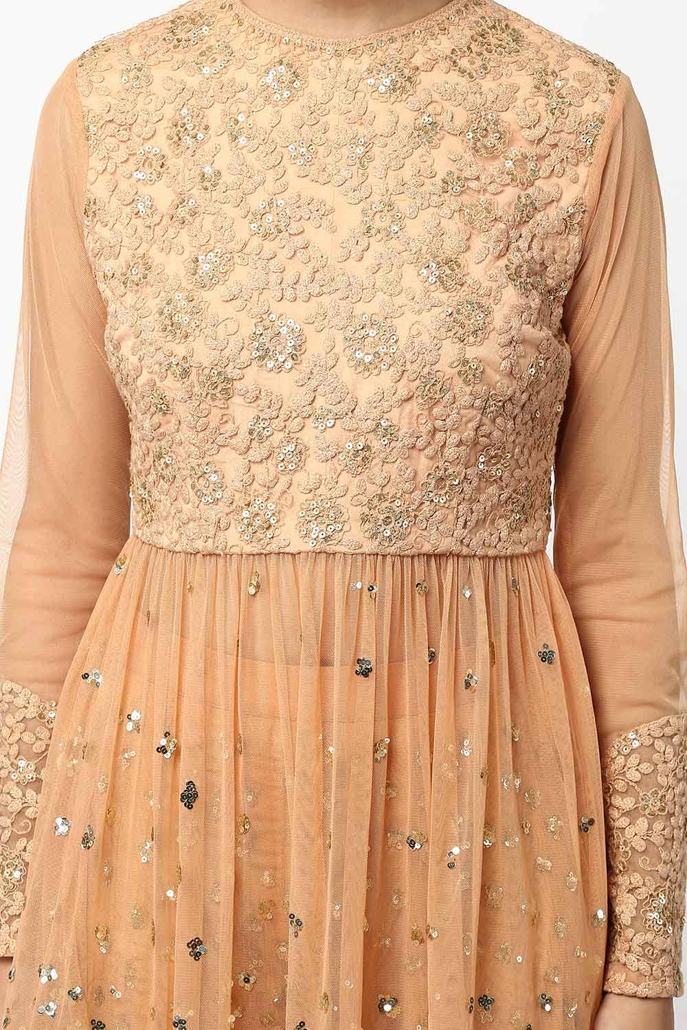 Ochre Thread Embroidered Sharara Set - kylee