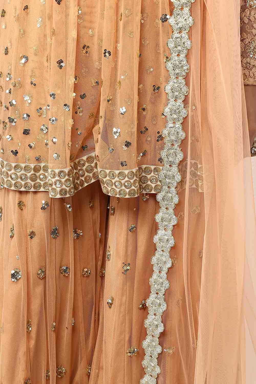 Ochre Thread Embroidered Sharara Set - kylee
