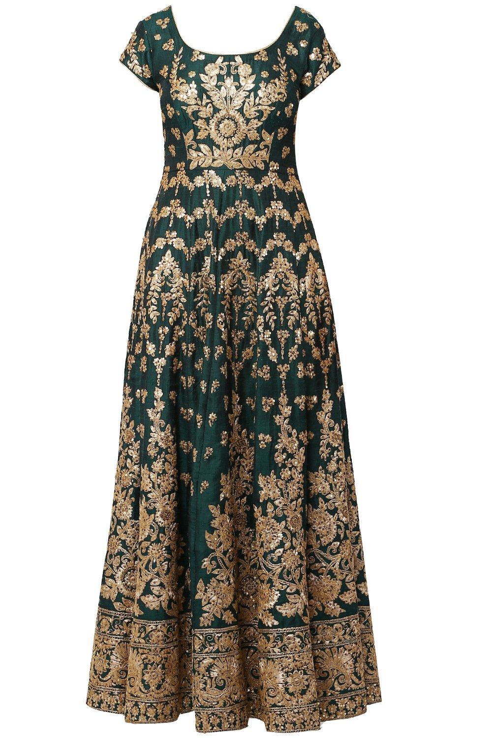 Green Dabka Embroidered Anarkali Set - kylee
