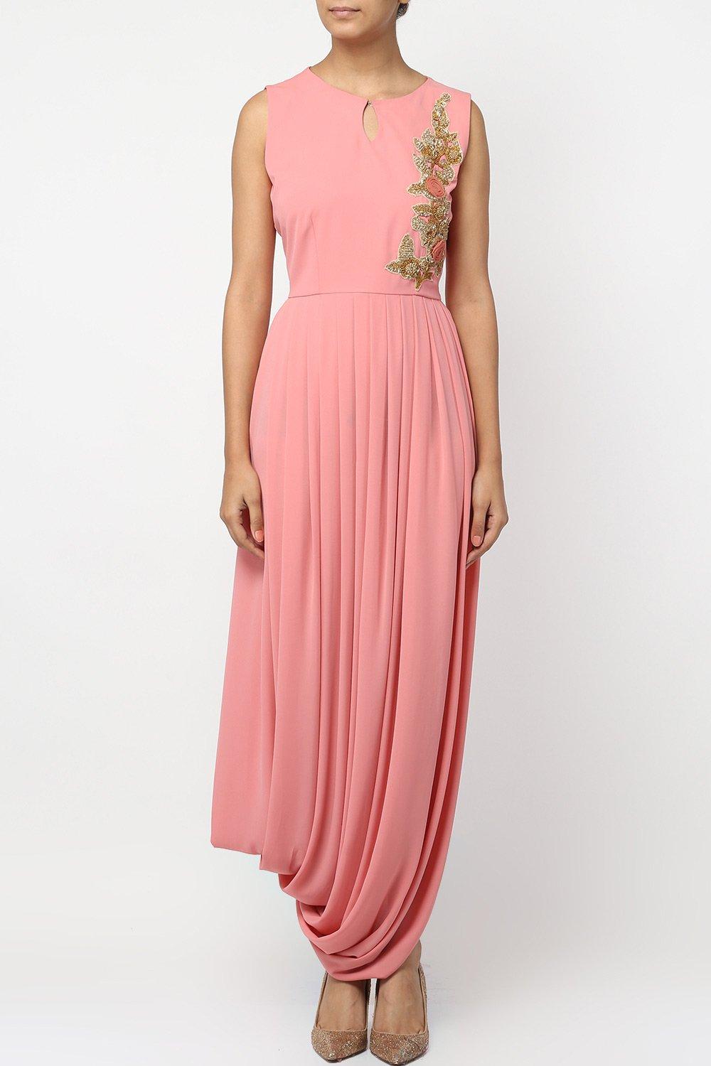 Pink Floral Embroidered Cowl Tunic - kylee