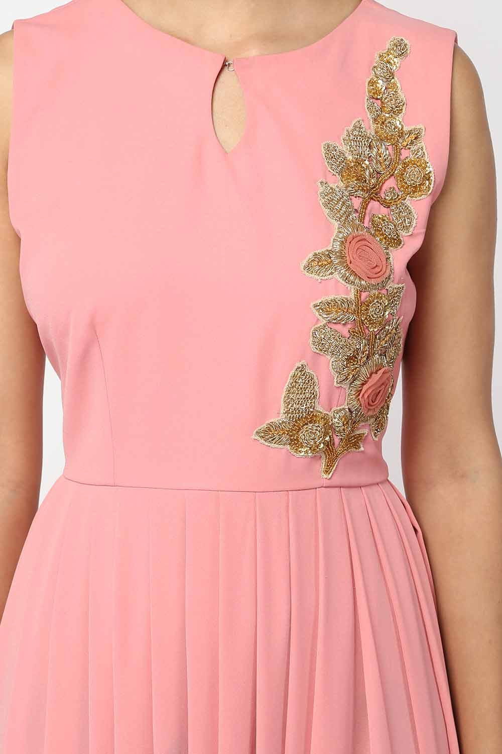 Pink Floral Embroidered Cowl Tunic - kylee
