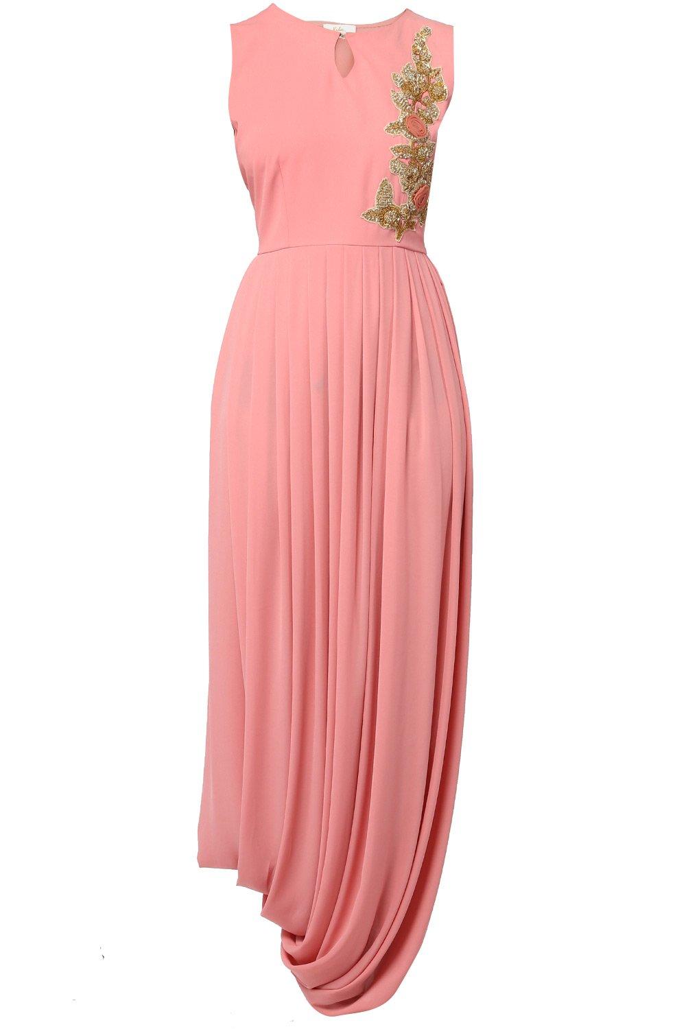 Pink Floral Embroidered Cowl Tunic - kylee