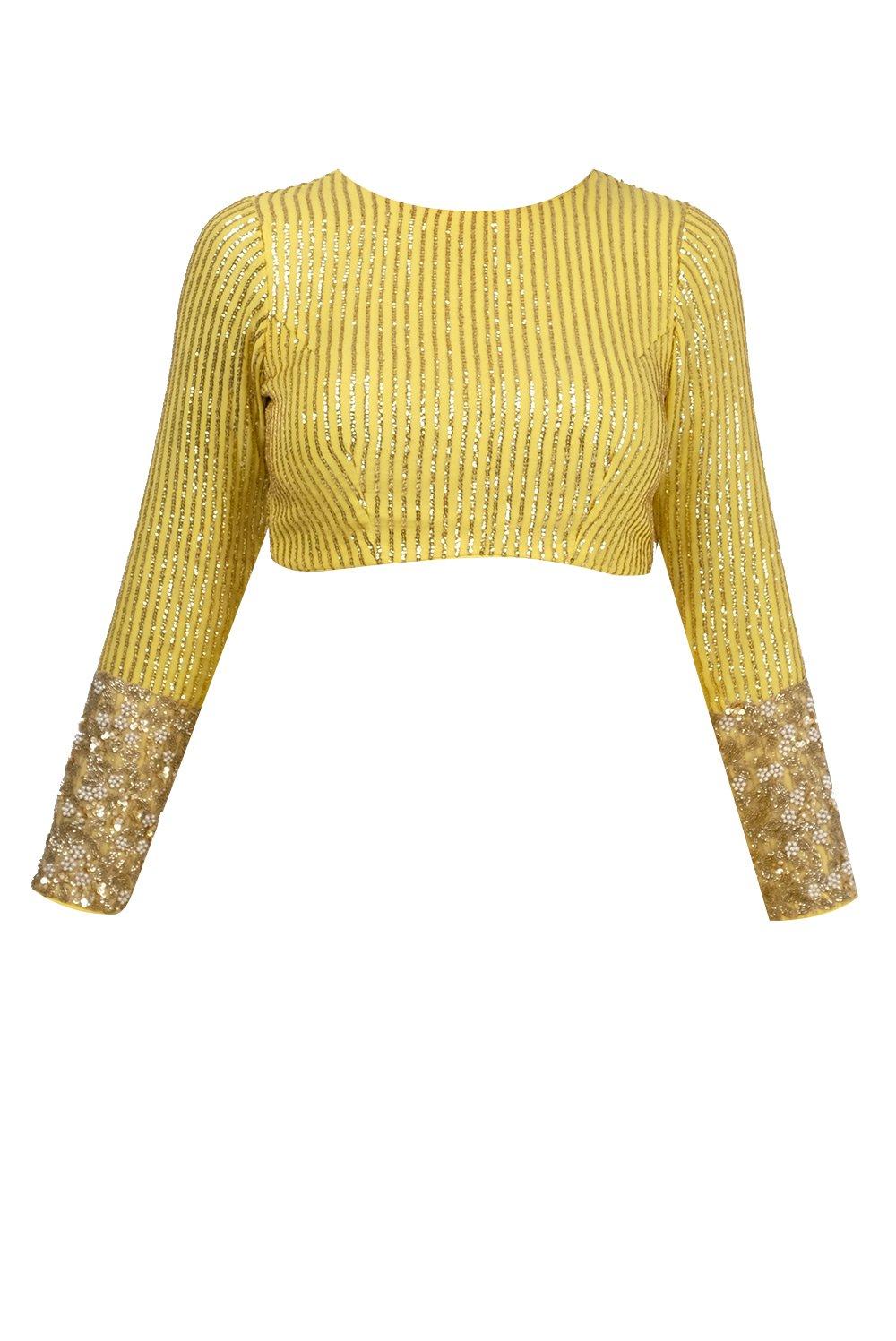 Yellow Embellished Garara Saree - kylee