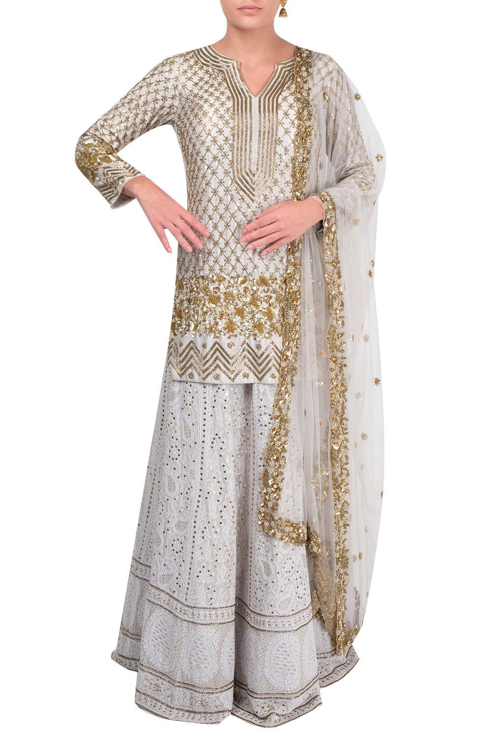Grey Embroidered Lehenga Set - kylee