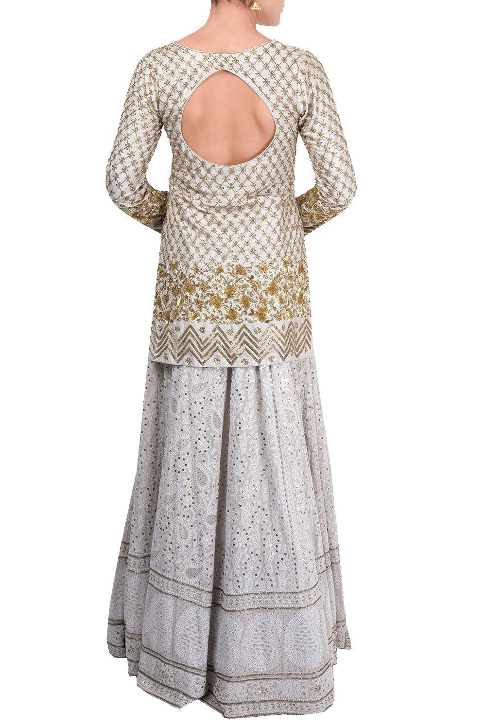 Grey Embroidered Lehenga Set - kylee