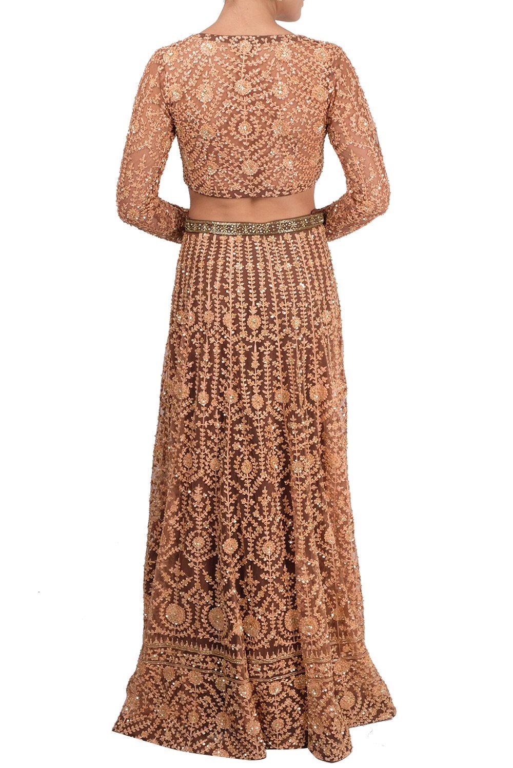 Light Brown Emboidered Lehenga Set - kylee