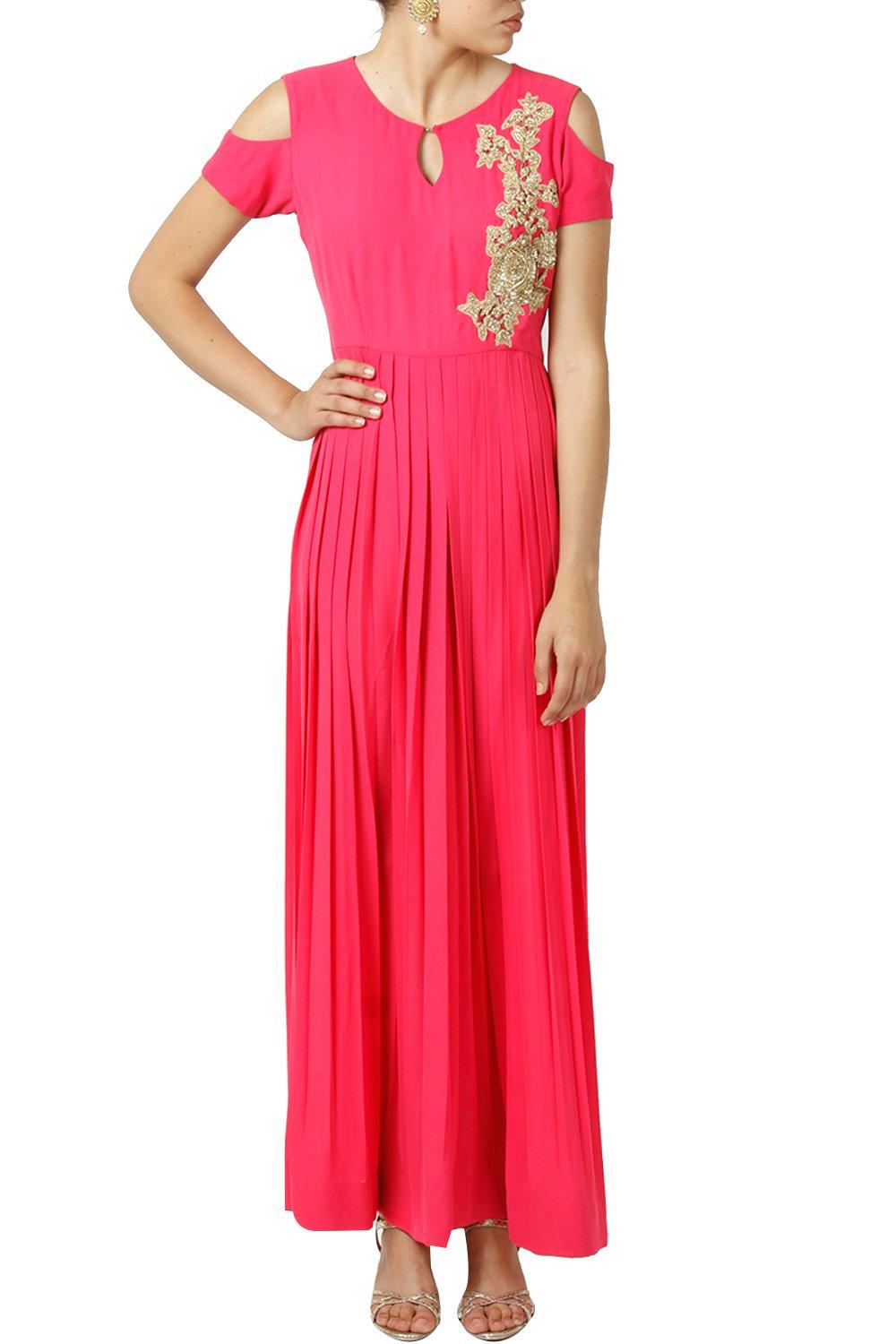 Fuchsia Pleated Gown - kylee