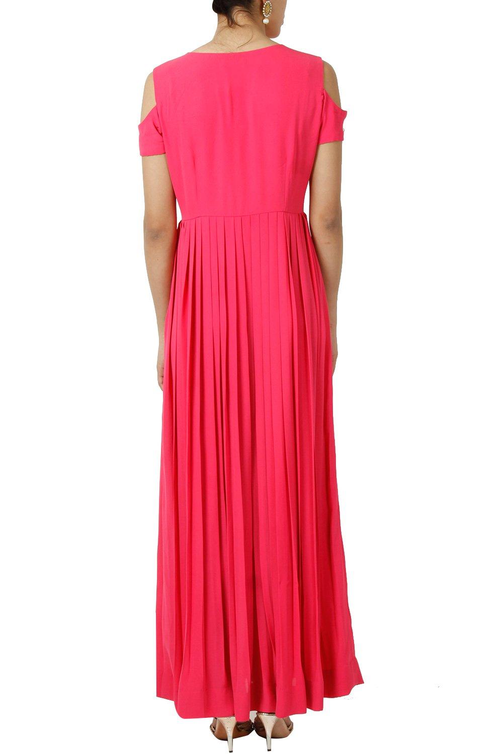 Fuchsia Pleated Gown - kylee