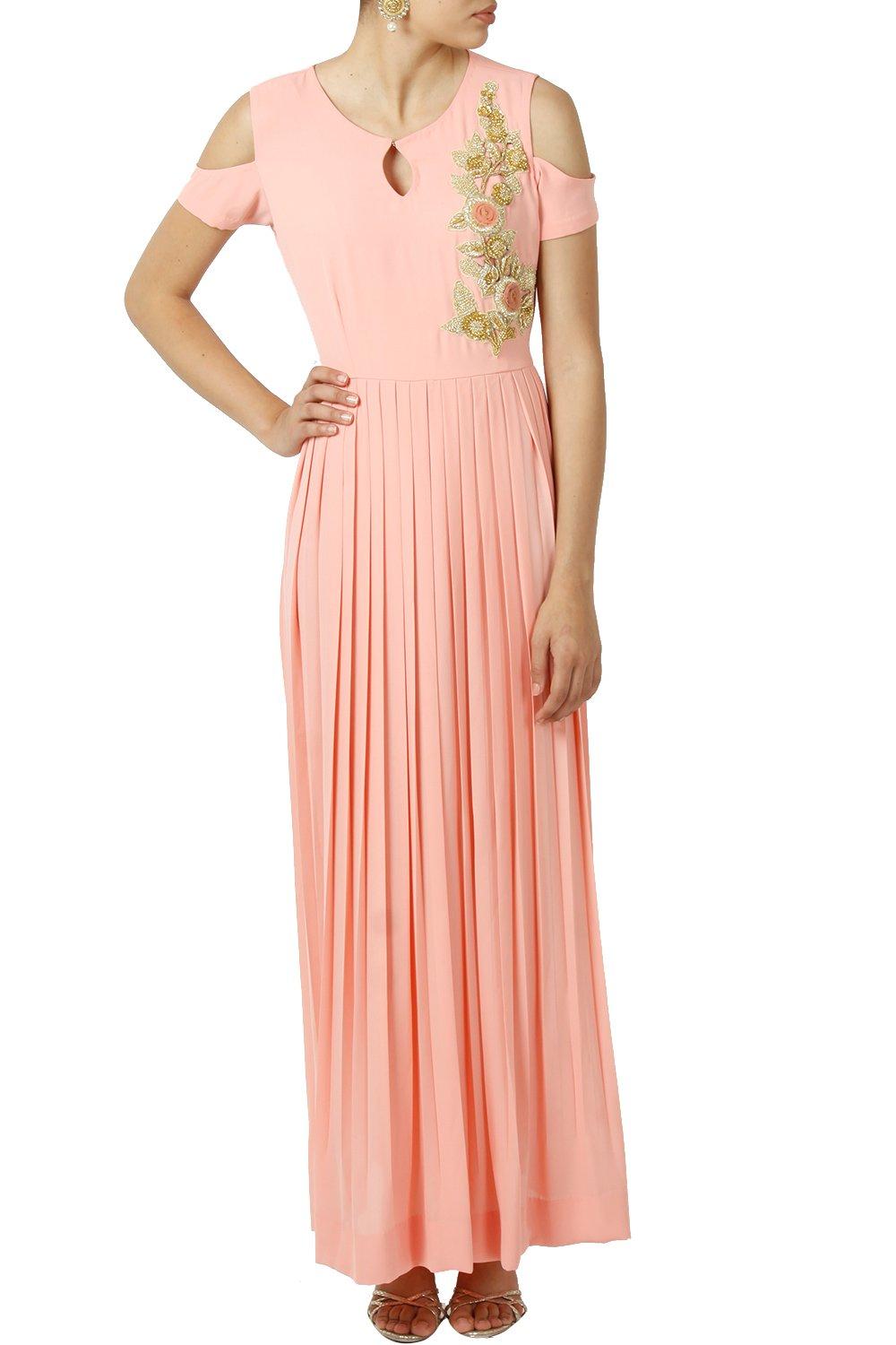 Pastel Pink Pleated Gown - kylee