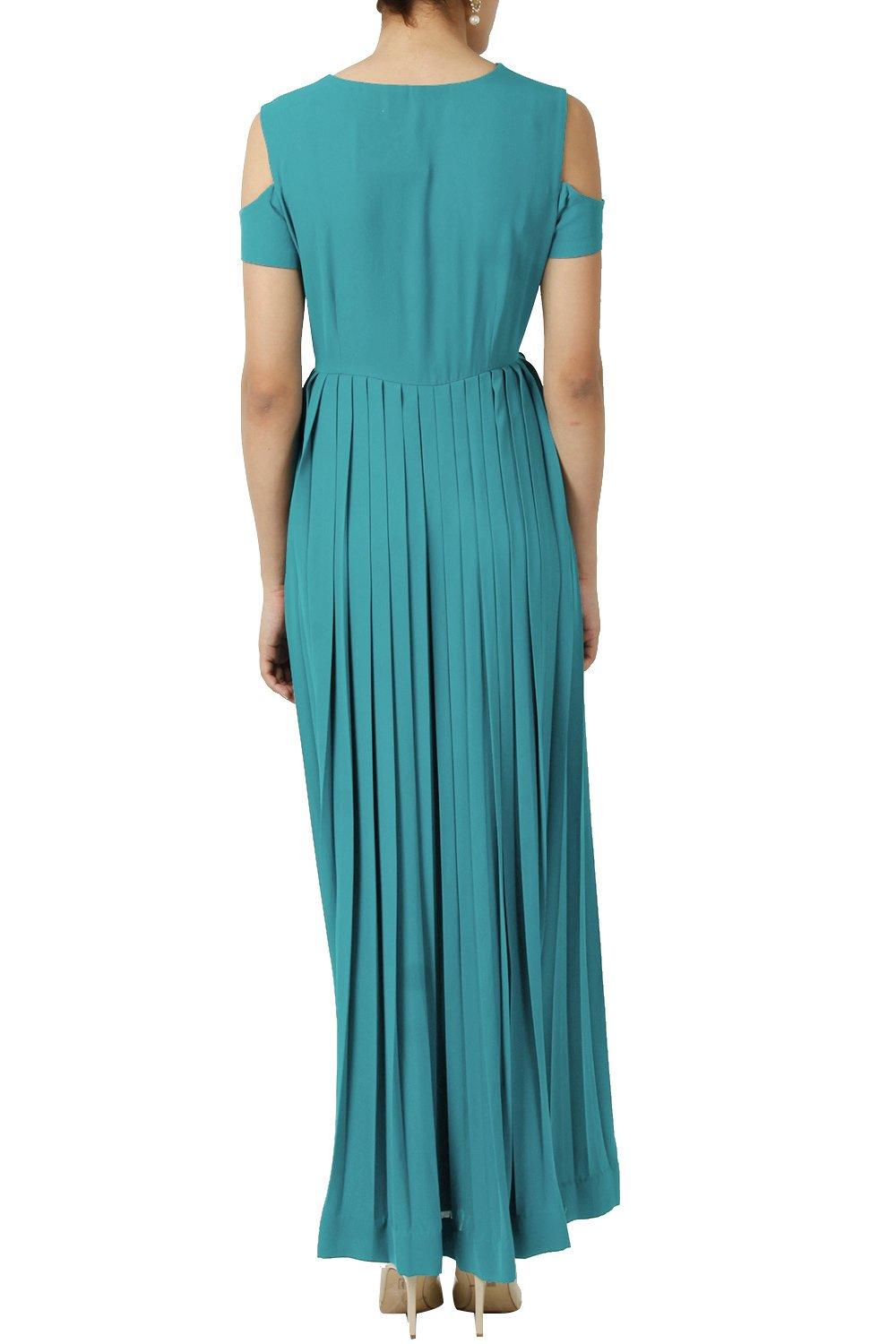 Teal Blue Pleated Gown - kylee