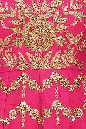 Magenta and Beige Embroidered Anarkali Set - kylee