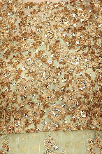 Mint Green Floral Embroidered Anarkali Set - kylee