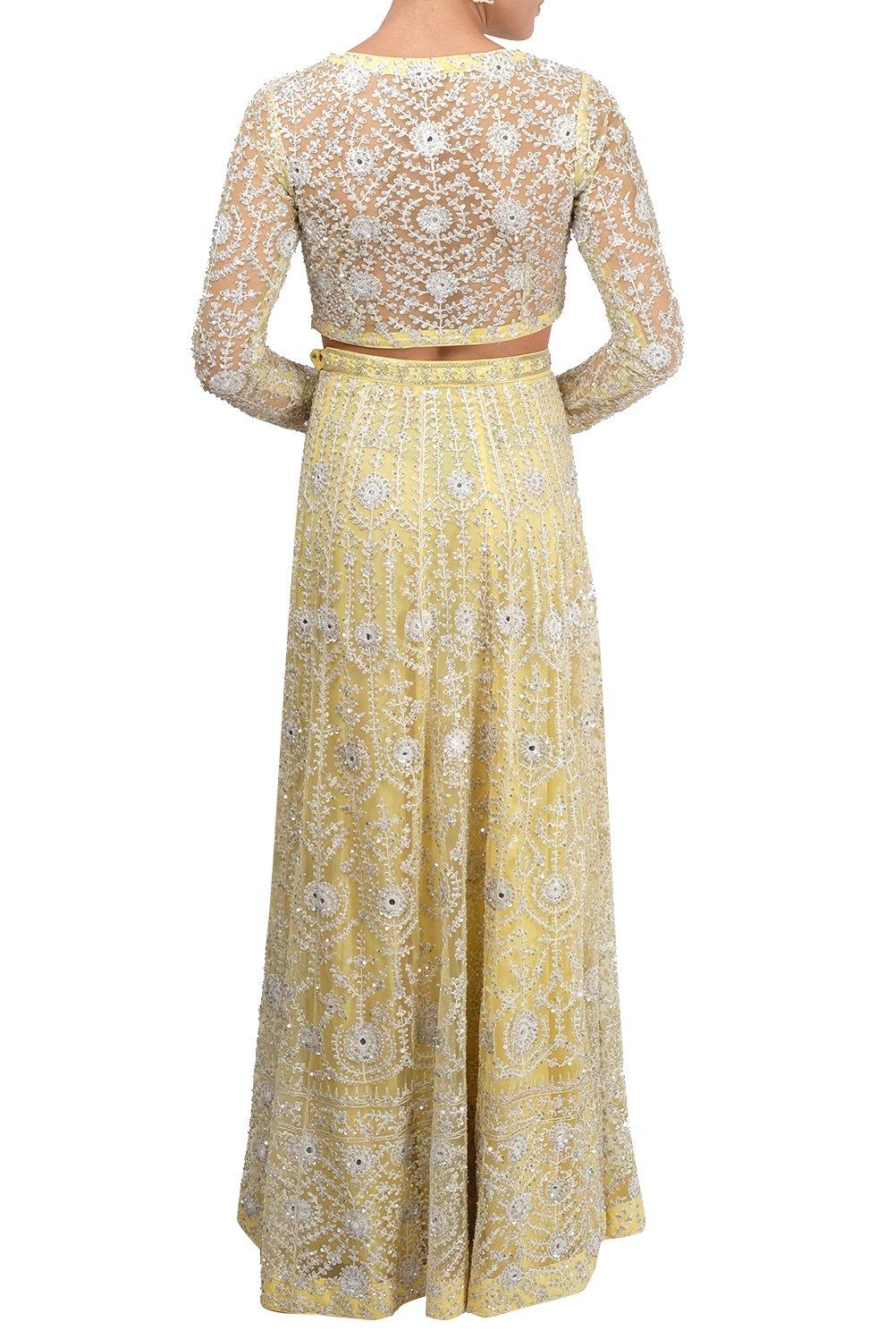 Lemon Yellow Embroidered Lehenga Set - kylee