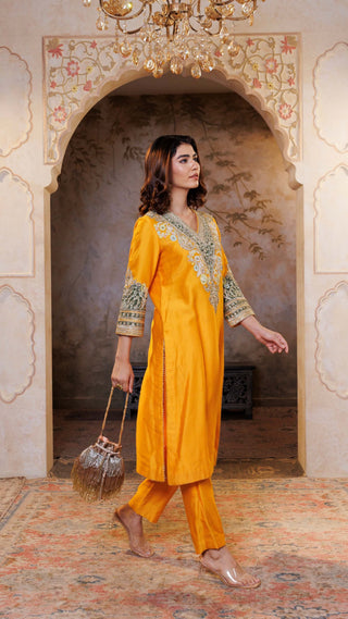 Mustard Mehr Chanderi Silk Suit