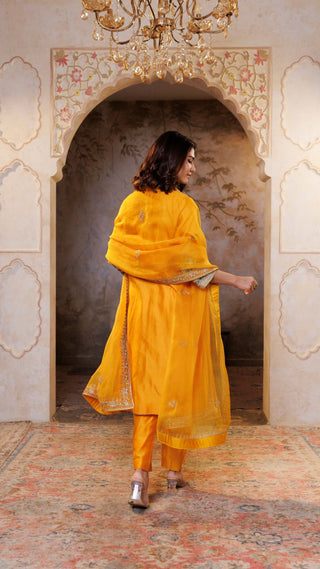 Mustard Mehr Chanderi Silk Suit