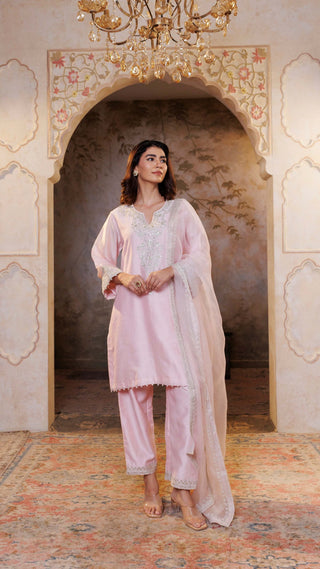 Baby Pink Suhana Kurta with Embroidered Pants