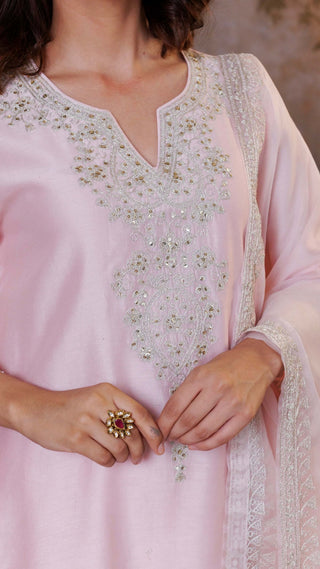 Baby Pink Suhana Kurta with Embroidered Pants