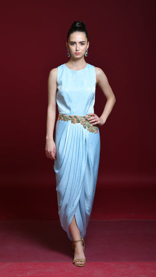 Powder Blue Drape Tunic Dress