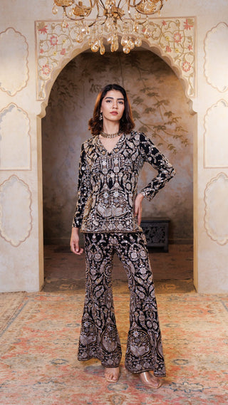 Black Adaa Embroidered Coord Set