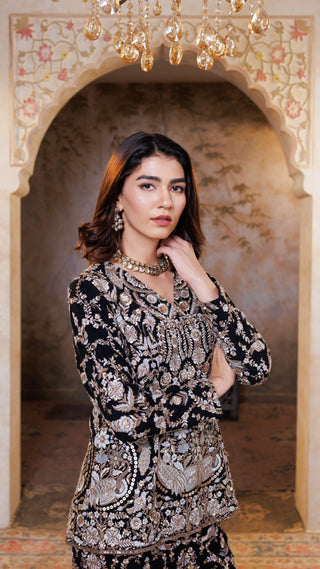 Black Adaa Embroidered Coord Set