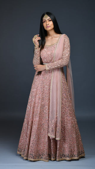 Salmon Pink Embroidered Gown