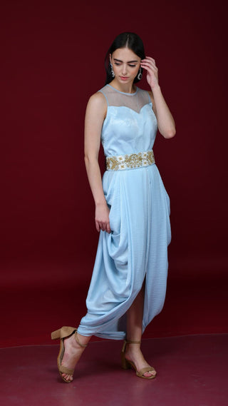 Powder Blue Cowl Tunic Dress