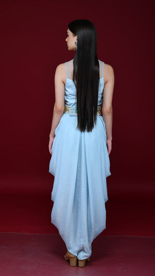Powder Blue Cowl Tunic Dress