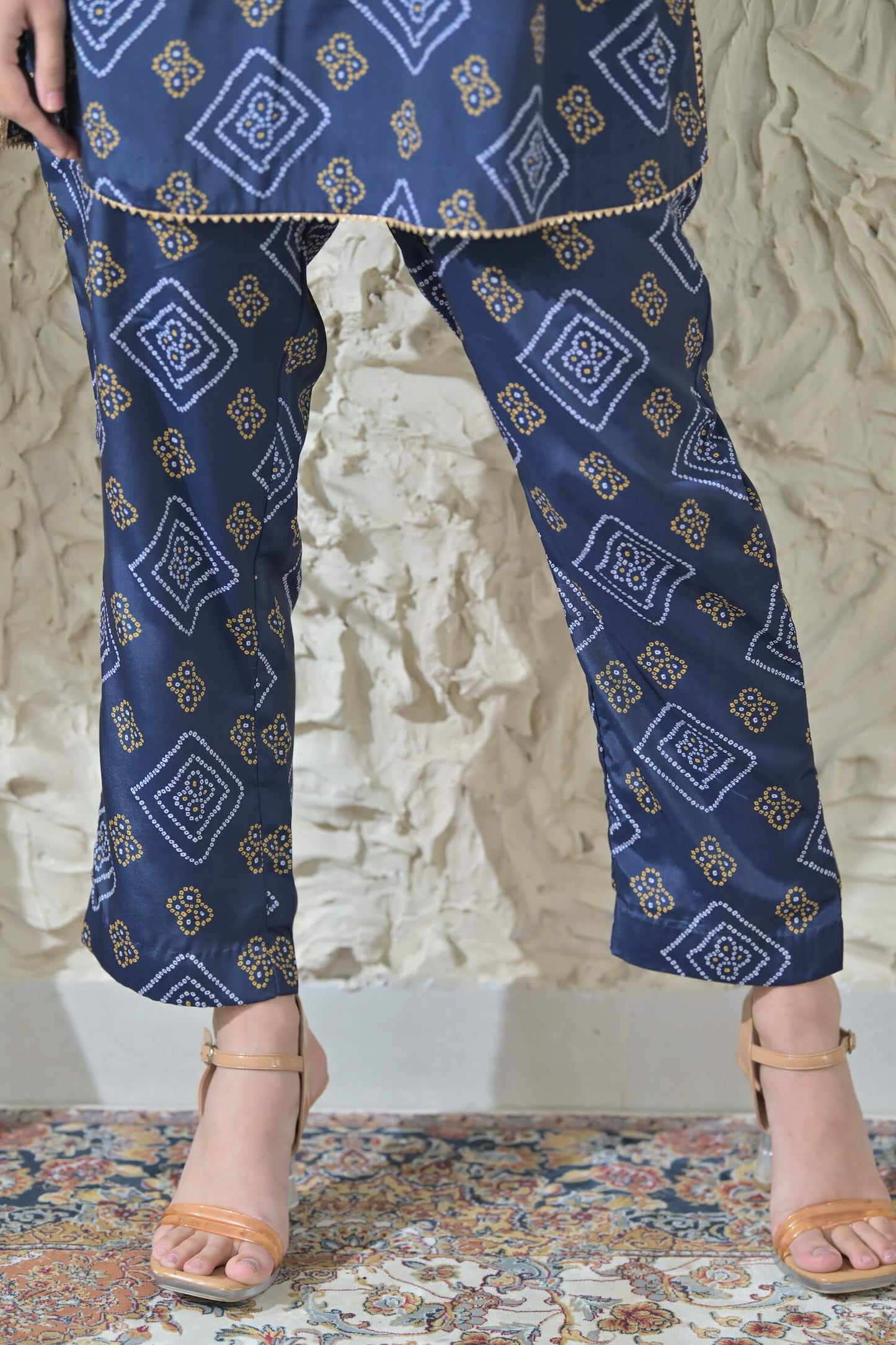 Blue Bandhej Embroidered Co-ord