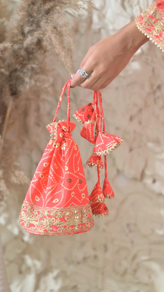 Orange Bandhej Embroidered Co-ord