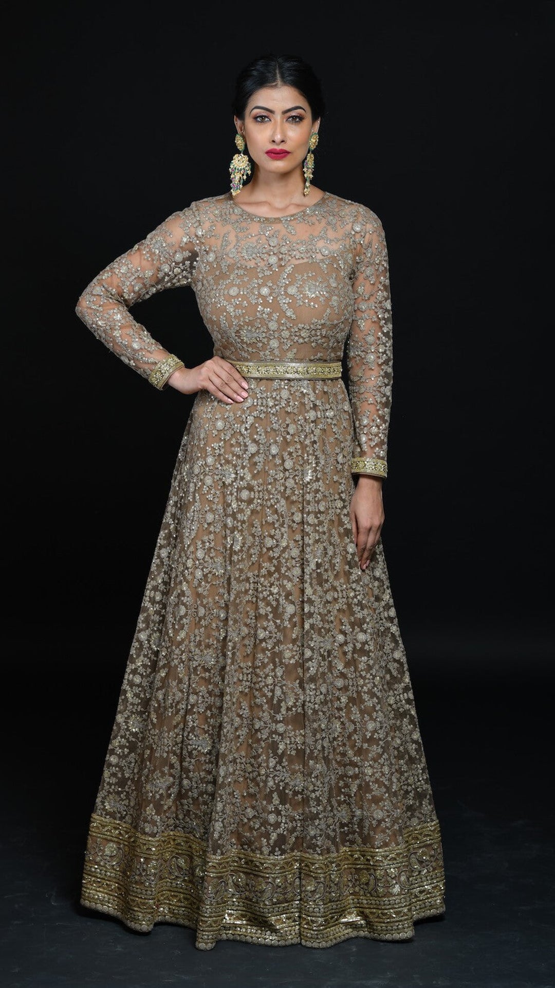 Ash Brown Embroidered Gown | Wedding Gowns | Kylee Ash Brown Embroidered Gown | Wedding Gowns | Kylee
