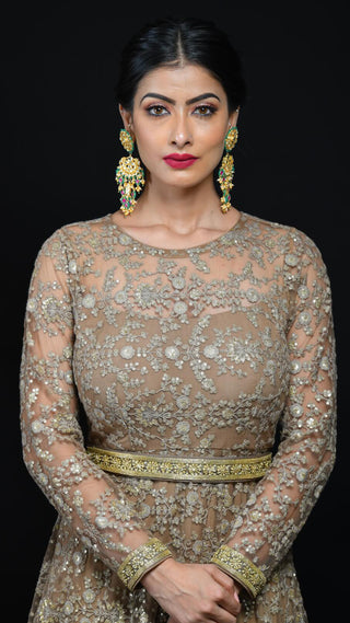 Ash Brown Embroidered Gown