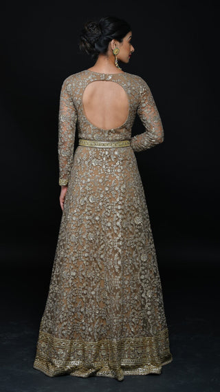 Ash Brown Embroidered Gown