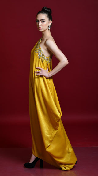 Sunshine Yellow One Shoulder Off Tunic Dress