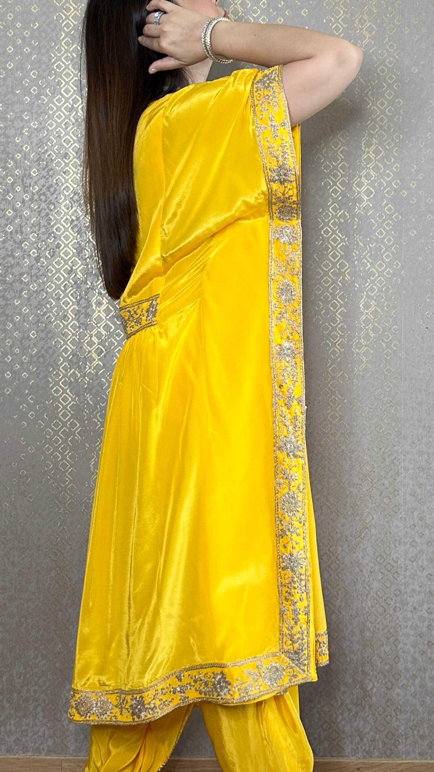 Yellow White Punjabi Patiala Salwar Suit, Embroidered Suit, Pure Georg –  CNP Associates LLC